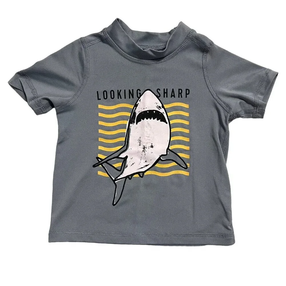 Children's Place 12-18m Shark Rashguard & Swim Trunks Set